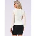 thumbnail image 3 of DARING DIVA Women's Long Sleeve Slim Fit Dressy Casual Wrap Tops XL White, 3 of 6