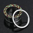 thumbnail image 3 of A Pair of Multi-Gem Sparkle Rasta Screw-Fit Steel Ear Gauge Tunnel Plug, 3 of 4