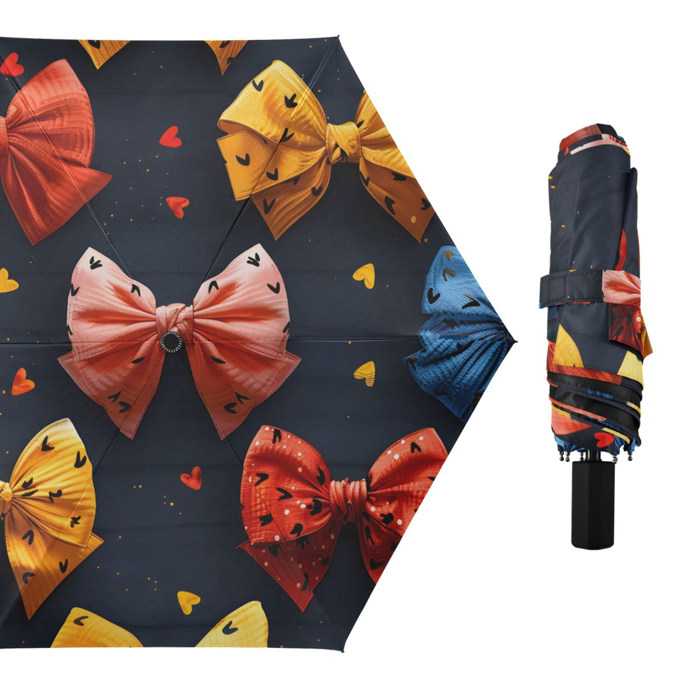 ALAZA Bow Pattern UPF 50+ Compact Folding Umbrella for Rain Travel Umbrella Packable