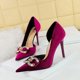thumbnail image 3 of Zapatos de tacón alto sexys de punta puntiaguda de boca baja para banquetes para mujer, zapatos de gamuza con huecos laterales, con perlas y diamantes de agua, zapatos clásicos individuales, 3 of 5