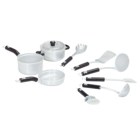 Theo Klein White Toy Pots and Kitchen Equipment Play Set, 9 Pieces