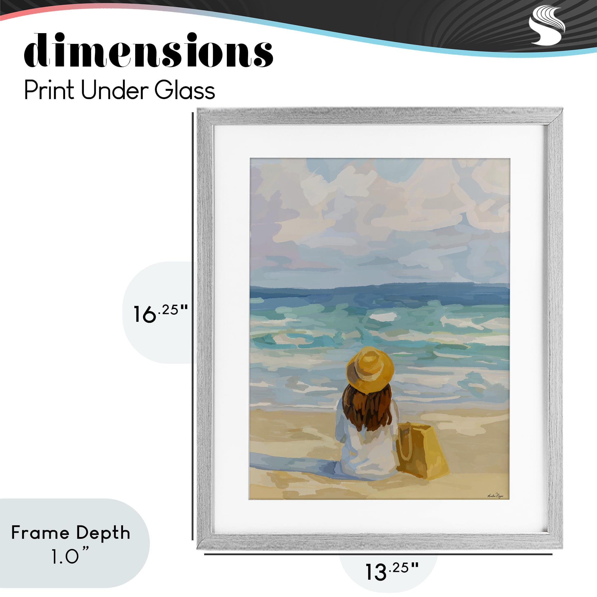 Stupell Industries Peaceful At The Beach Gray Framed Print Under Glass, design by Amelia Noyes