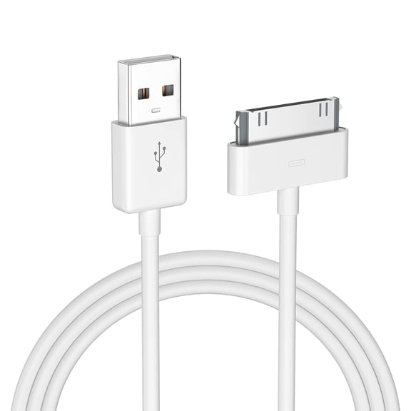 GJX Certified 30 Pin Usb Charging Cable, 4.0Ft Usb Sync Charging Cord Iphone Compatible for 4 4S 3G 3Gs Ipad 1 2 3 Touch Nano White 30 Pin Charger (1 Pcs)