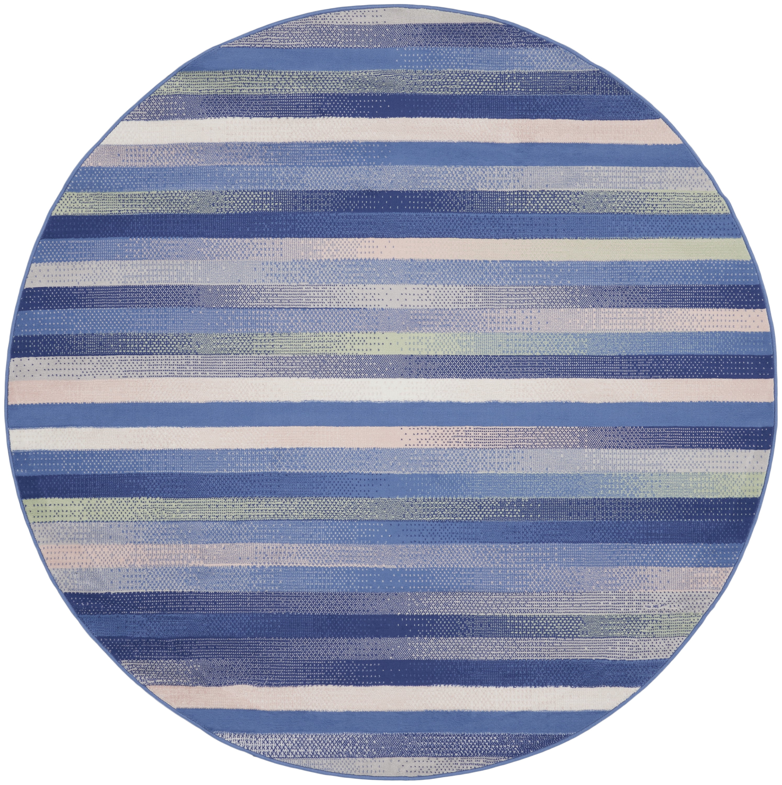 Nourison Whimsicle Eclectic Modern Blue Multicolor 8' x round Area Rug, (8' Round)
