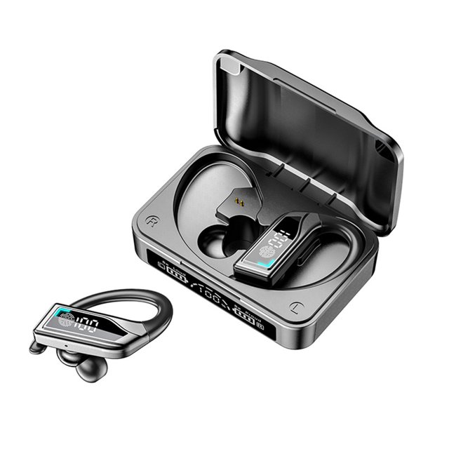 Gwong Electrónica Q8 Wireless Auriculares Ear Hook LED Pantalla digital IPX6 Impermeable Bluetooth Compatible con Bluetooth 5.2 Earbudos estéreo deportivos para Negocios