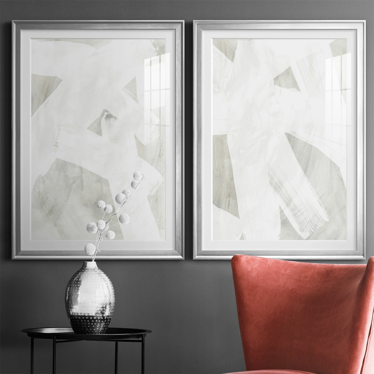 Wexford Home Stone Brush I Premium Framed Print, 22.5" x 30.5" - Ready to Hang, Silver (Set of 2)