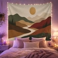 thumbnail image 2 of Modern Rustic Mountain Forest Geometric Landscape, Peaceful Mountain Lake Scene, Warm Flannel Blanket for Cabin and Lodge, Outdoor Lovers Camping Gift, Artistic Home Decor, 2 of 7