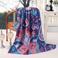 thumbnail image 2 of Blue Pioneer Flower and Paisley Pattern Blanket,Comfortable Soft Lamb Wool Throw Blanket,All Season,Warm Lightweight Blankets for Sofa Bed Couch Living Room Chair,60"x80", 2 of 4