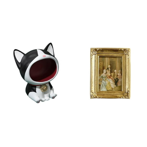 Estatua de escritorio,Estatua de gato con forma de cuenco para llaves,entrada,dibujos animados,decoración del hogar,Figura decorativa para dulces,escritorio de oficina,Marco de fotos,Soporte