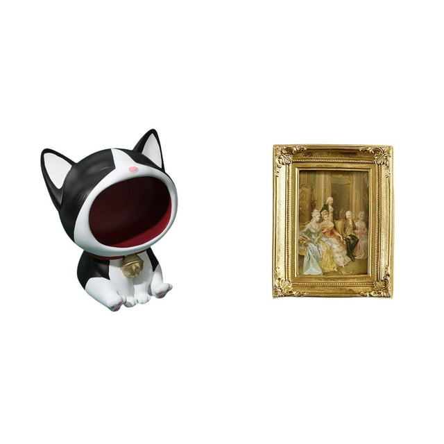 Figura de resina de gato con marco de fotos, soporte de exhibición, centro de mesa decorativo para dormitorio, sala de estar, mesa, escritorio, oficin