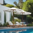 thumbnail image 2 of 9ft Wood Outdoor Patio Pure White Umbrella Market Garden Yard Beach Deck Cafe Wedding Party Sunshade, 2 of 9