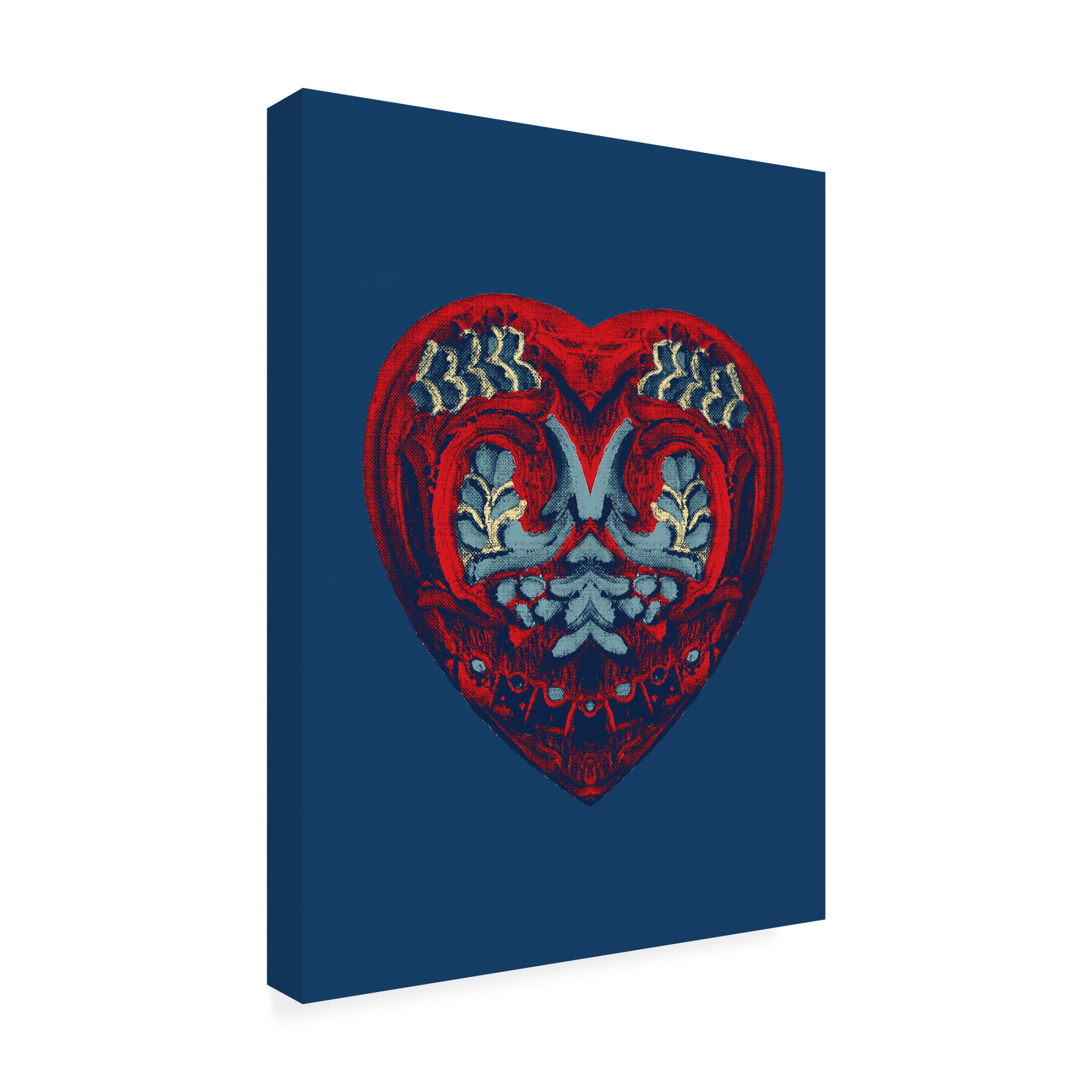 Canvas Wall Art - Tom Quartermaine 'Blue Scandi Heart' Wall Art for Living Room, Bedroom, or Office Décor by Trademark Fine Art - 14 x 19 Inches