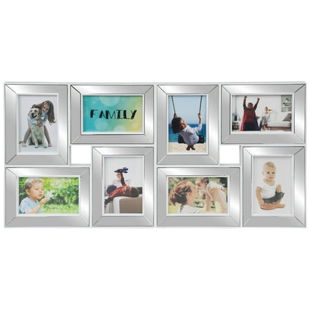 Mirrored Collage Wall Picture Frame - 28 - Silver and White