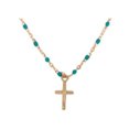 thumbnail image 1 of Gargantilla Cruz Y Cuentas Verdes En Oro De 14 K Joyería M De León Gargantilla Cruz Cuentas Verdes, 1 of 2