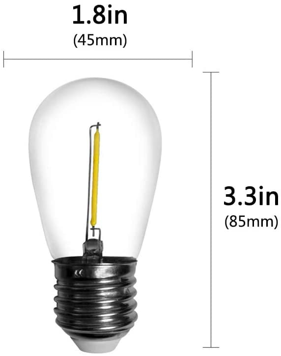 Uses Only 2 Watt Warm White 2700k Color Temp E26 Base Perfect Replacement Bulb for String Lights Modvera 25W Equal S14 Style LED Bulb 12 Pack 