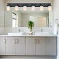 thumbnail image 2 of MELUCEE Black Bathroom Vanity Light Fixtures Over Mirror 6-Light Indoor Up and Down Metal Wall Mount Lamp 44.5 Inches Length Linear Vanity Lights with Milky Glass Shade, 2 of 6
