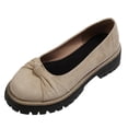 thumbnail image 3 of Zedker Platform Shoes Women Loafer Slip On-Suede Chunky Dress Loafers Casual Business Oxford for Work Beige 36, 3 of 10