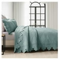 thumbnail image 2 of 3-Piece 100% Cotton Oversized Bedspread Lightweight Quilt Coverlet Embroidery Farmhouse Bedding Set (Tk Aqua Green, King (118"x106")), 2 of 8
