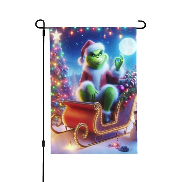 Bandera de jardín de otoño de El Grinch: doble cara, perfecta para decorar el jardín al aire libre, 28 x 40