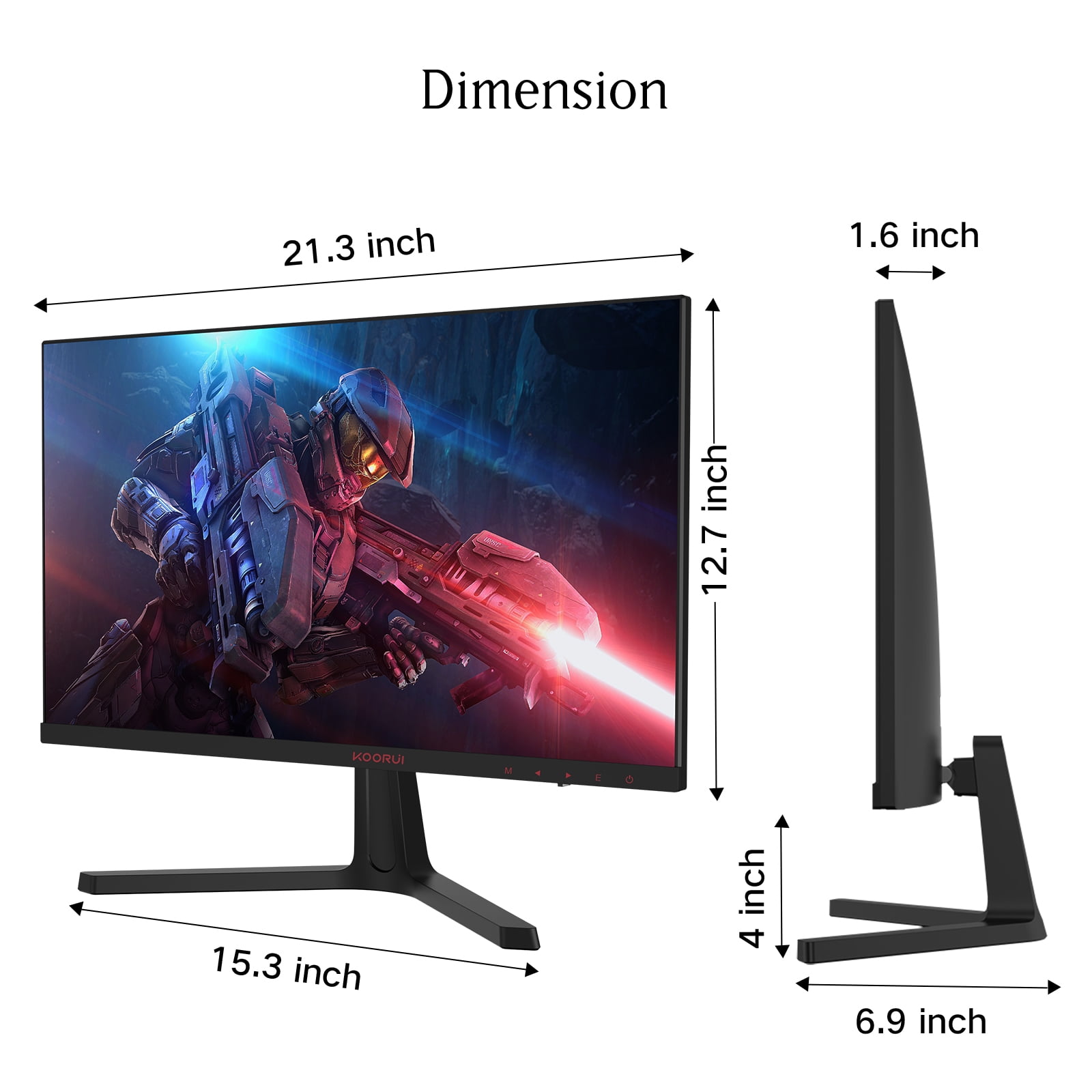 KOORUI 24 Inch Gaming Monitor, 165Hz IPS 1080p 1ms Adaptive Sync,  Frameless, HDMI, DisplayPort, Tilt Adjustable, Eye Care, VESA Wall Mount，  Black