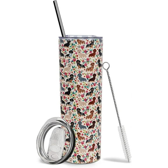 Dachshund gifts - Dachshund gifts for women - Dachshund Insulated Tumblers with Straw and Lid 20 OZ - Dachshund for Dog Lovers