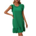thumbnail image 2 of Xunlbb Womens Summer Dresses Women Fashion Summer Solid Color Ruffled Flying Sleeves Round Neck Sleeveless Dress Size S-XL, 2 of 8