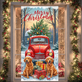 thumbnail image 3 of Decorative Design Christmas Banner with Red Car and Golden Retrievers for Holiday Celebration Winter Festive Event, 3 of 5