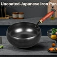 thumbnail image 2 of Suntuup Japanese Iron Pan, Uncoated Iron Pan, Hand-Forged Non-Stick Pans without Coating, Japanese Frying Pans with Lid (with Wooden Lid - A,26cm/10.24in), 2 of 7