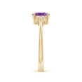 thumbnail image 3 of ANGARA Natural Solitaire Oval Amethyst Ring with Trio Diamond Accents in 14K Yellow Gold for Women (Size-7x5mm) | February Birthstone, Anniversary, Jewelry Gift for Women | Natural Amethyst Ring, 3 of 8