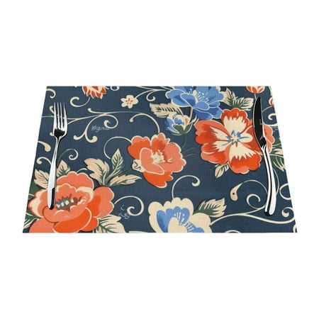 

Floral painting in watercolor Table mat can be wiped dinner mat set felt can be wiped heat-resistant waterproof and non slip dinner mat rectangular thick mat