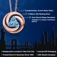 thumbnail image 2 of Gem Stone King 18K Rose Gold Plated Silver Round Swiss Blue Topaz 3 Stone Circle Pendant Necklace for Women (1.07 Cttw, Gemstone November Birthstone, With 18 inch Chain), 2 of 6