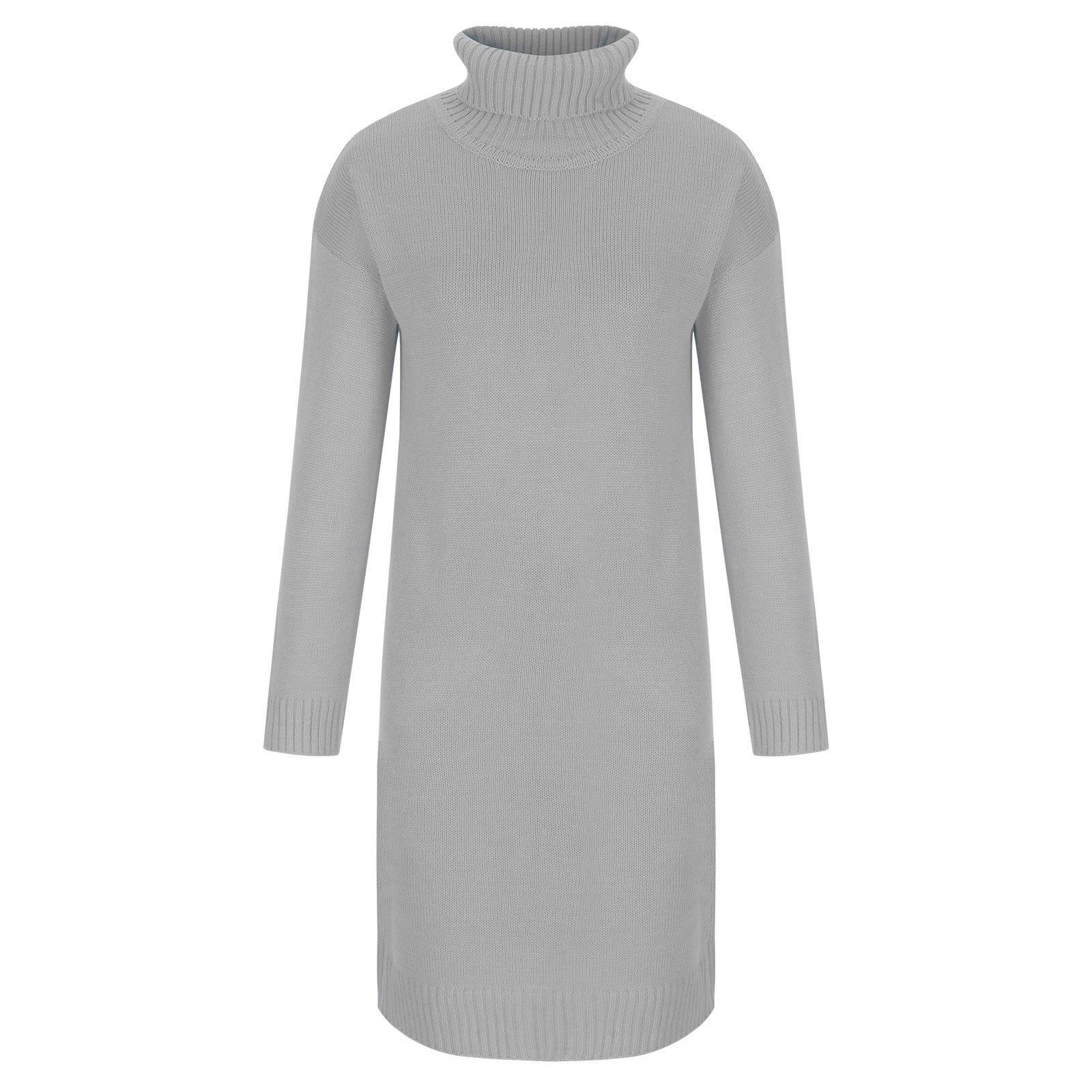 OSFVNOXV Turtleneck Sweater Dress for Women Long Sleeve Ribbed Knit Shirt Straight Leg Soft Cozy Pullover Mini Dress,S-3XL