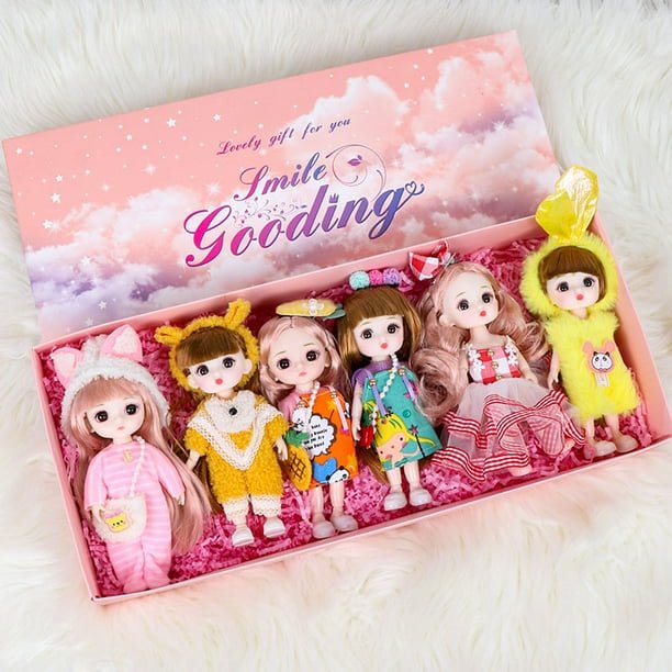 Juego de 6 piezas de muñeca BJD de 16CM, 13 articulaciones móviles, ojos 3D, maquillaje bonito a la moda, muñeca con caja de regalo, juguete para niña y niño, el mejor regalo para niños 03# oso de fresa Electrónica
