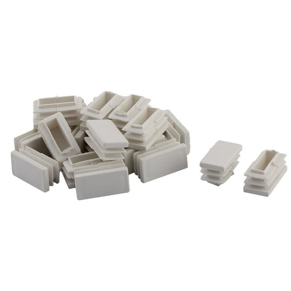 Unique Bargains 20 Pcs Antislip Plastic Rectangle 30mm x 15mm Chair Foot Cover Table Furniture Leg Protector White