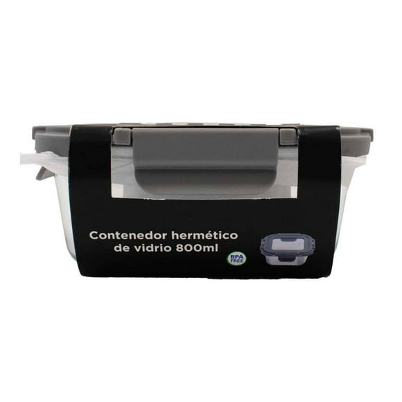 Contenedor Hometrends de Vidrio Hermético Diseño Cuadrado 800 ml