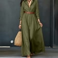 thumbnail image 5 of QUNYINEY Casual Dresses for Women 2026 Long Long Sleeve Commute Flowy A Line Dress Slim Fit Casual Button Down Collared Solid Dresses, 5 of 9