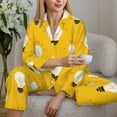 thumbnail image 6 of Pajama Sets for Women 2 Pcs, Bulb Pattern yellow Button Down Long Sleeve Sleepwear Lounge PJ Sets, 6 of 6