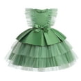 thumbnail image 2 of YWDJ Toddler Girls Net Yarn Mesh Bow Ruffles Birthday Party Gown Long Dresses Green 8T, 2 of 9