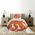 thumbnail image 3 of Ambesonne Octopus Quilted Coverlet 2 Pcs, Orange Animal Wildlife, Twin Size, Orange White, 3 of 5