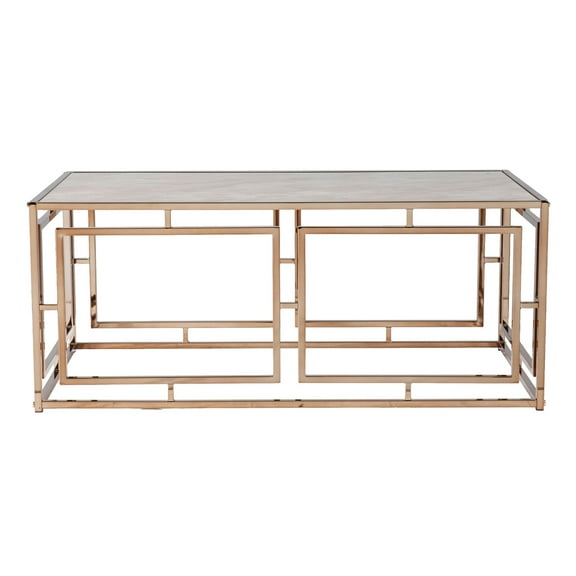 SEI Furniture Simondley Metal-Faux Marble Cocktail Table in Gold