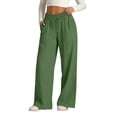 thumbnail image 2 of cocolona Linen Pants Women Summer High-waisted Wide Leg Beach Pants Trendy Casual Baggy Drawstring Trousers with Pockets, 2 of 4