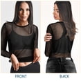 thumbnail image 3 of USHOBE Blusa De Malla Transparente Para Mujer Manga Larga Cuello Redondo Transpirable, 3 of 6