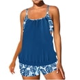 thumbnail image 2 of Fnooota Plus Size Tankini Swimsuits for Women, Casual 2 Piece Bathing Suits Swim Tops with Boyshorts Blue Size XL, 2 of 5