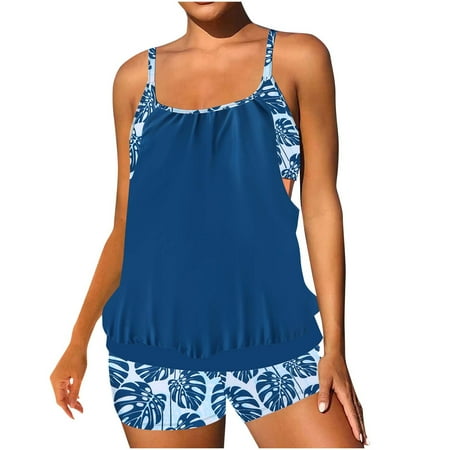 XUNKUSGA Tankinis with Swimsuits for Women Two Piece Tummy Control Swimwear Padded Bra Solid Color Backless Swimwear 2025