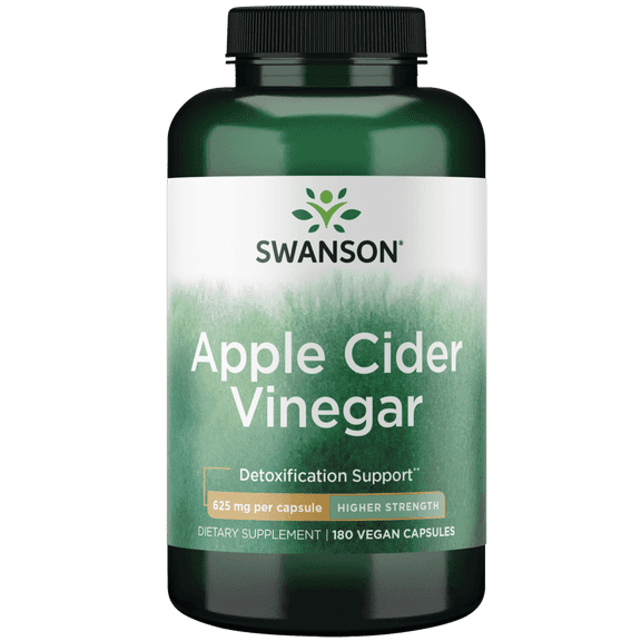 Swanson Apple Cider Vinegar Capsules - Supports Healthy Weight Loss & Digestive Health - Helps Support Metabolism and Maintain Blodd Sugar Profile - (180 Capsules, 625mg Each)