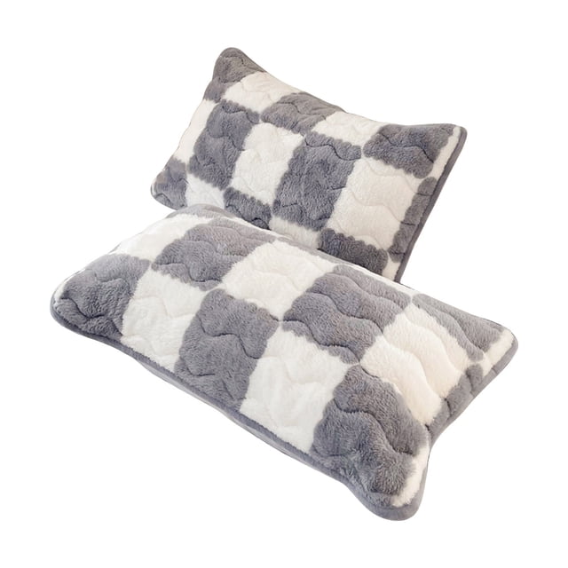 Juego de 2 fundas de almohada de terciopelo de leche, gruesas y cálidas para invierno, para cama, suaves y acogedoras, con cierre de botones, 74 x 48 cm, fundas decorativas para el hogar, dormitorio,