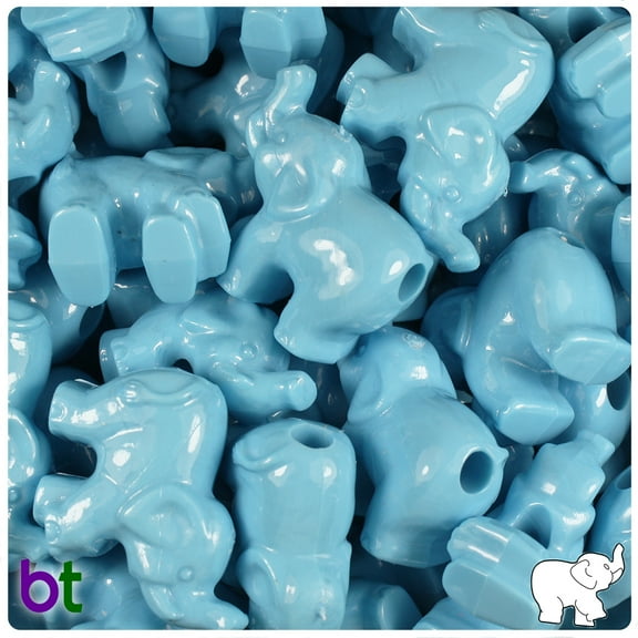 BeadTin Baby Blue Opaque 25mm Elephant Pony Beads (24pcs)