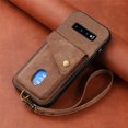 thumbnail image 2 of Nalacover for Samsung S10, Slim Case Wallet with Credit Card Holder, Back Flip Premium Leather Magnetic Clasp Kickstand Wirst Hand Strap Shockproof Cover for Samsung Galaxy S10, Brown, 2 of 7