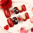 thumbnail image 3 of Purpurina roja cuadrada mediana de Press on Nails GJJBQTT para San Valentín, 3 of 7