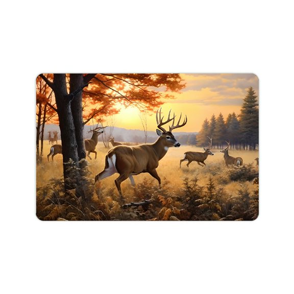 Shiartex Floor Mat Rug Deer Trees Sunset for Home Entrance Outside Entry Indoor Outdoor Durable Non-Slip Washable Doormat with Neoprene Rubber Backing 24x16in